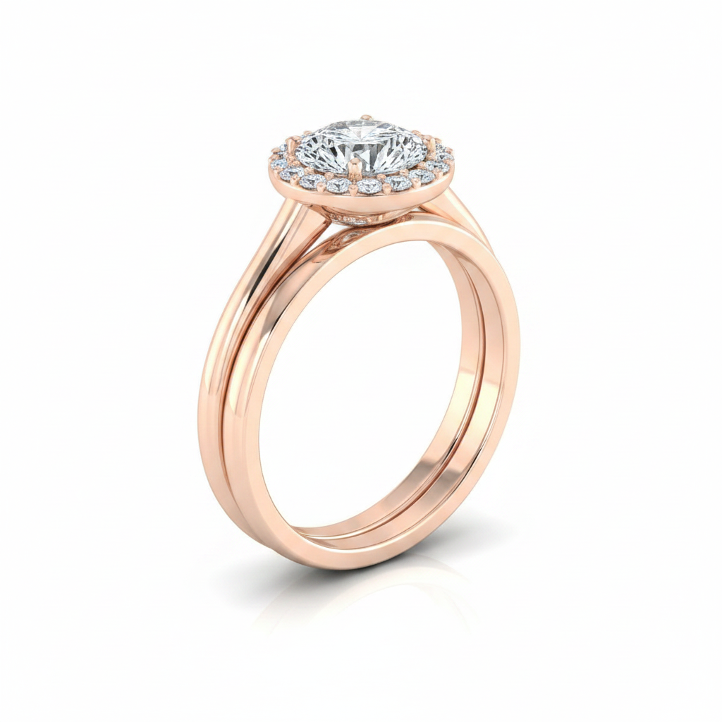 The Etta Matching Wedding Band, Round in 14K Rose Gold