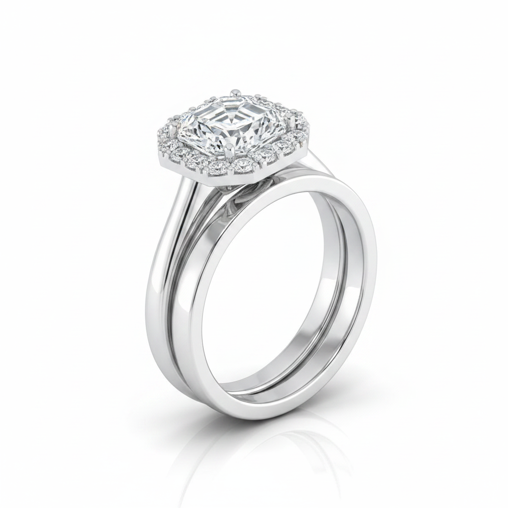 The Etta Matching Wedding Band, Asscher in 18K White Gold