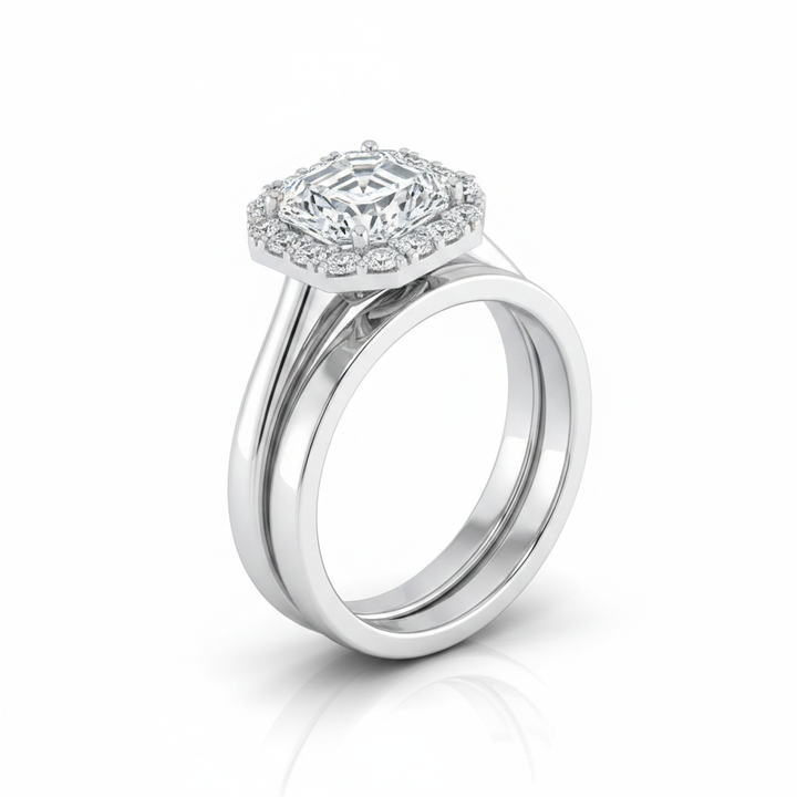 The Etta Matching Wedding Band, Asscher in 18K White Gold