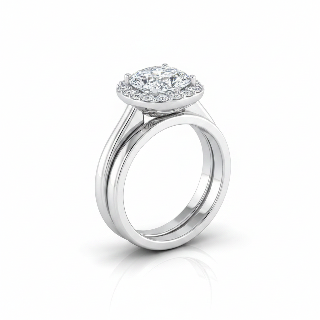 The Etta Matching Wedding Band, Cushion in 18K White Gold
