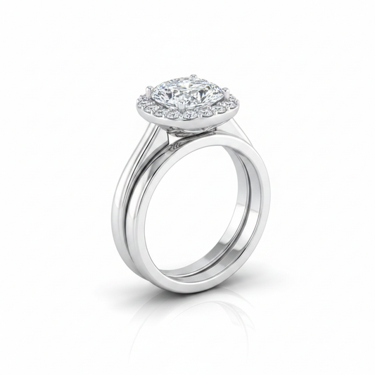 The Etta Matching Wedding Band, Cushion in 18K White Gold
