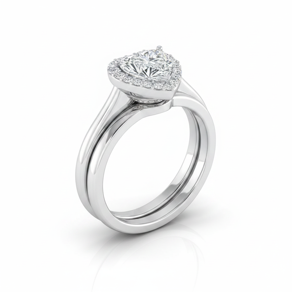 The Etta Matching Wedding Band, Heart in 18K White Gold
