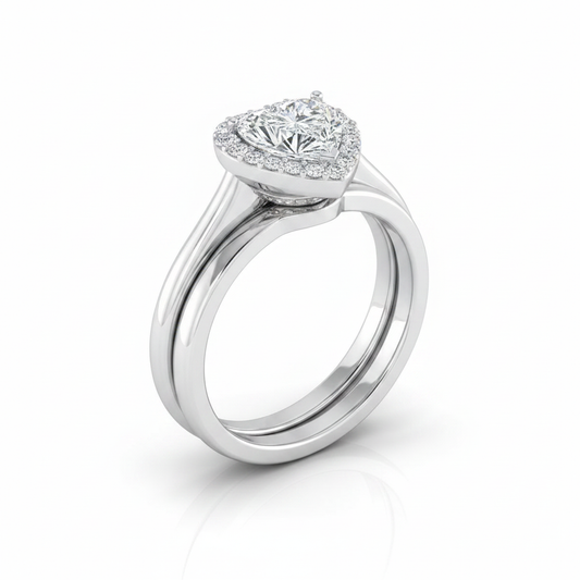 The Etta Matching Wedding Band, Heart in 18K White Gold