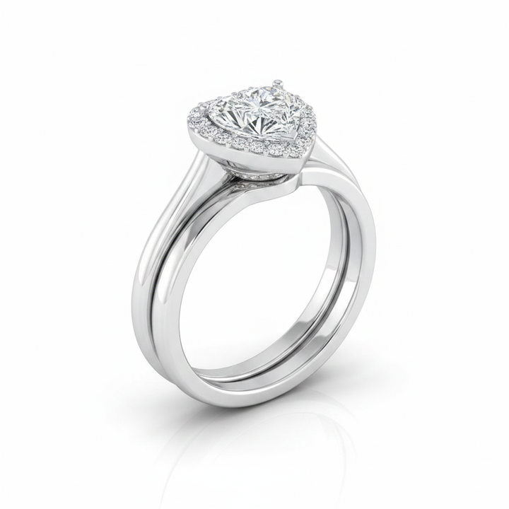 The Etta Matching Wedding Band, Heart in 18K White Gold | RockHer