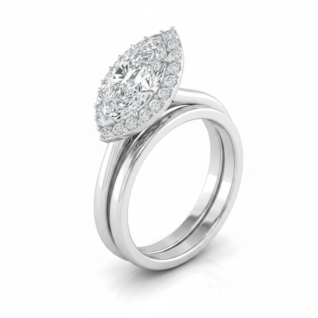 The Etta Matching Wedding Band, Marquise in 18K White Gold