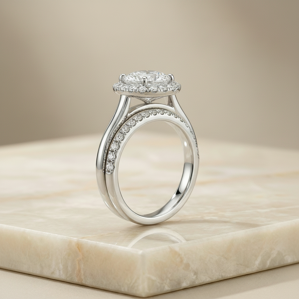The Etta Matching Wedding Band, Oval in 18K White Gold