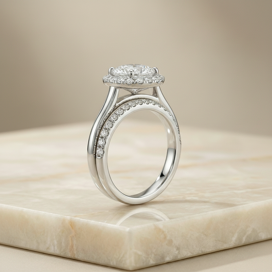 The Etta Matching Wedding Band, Oval in 18K White Gold