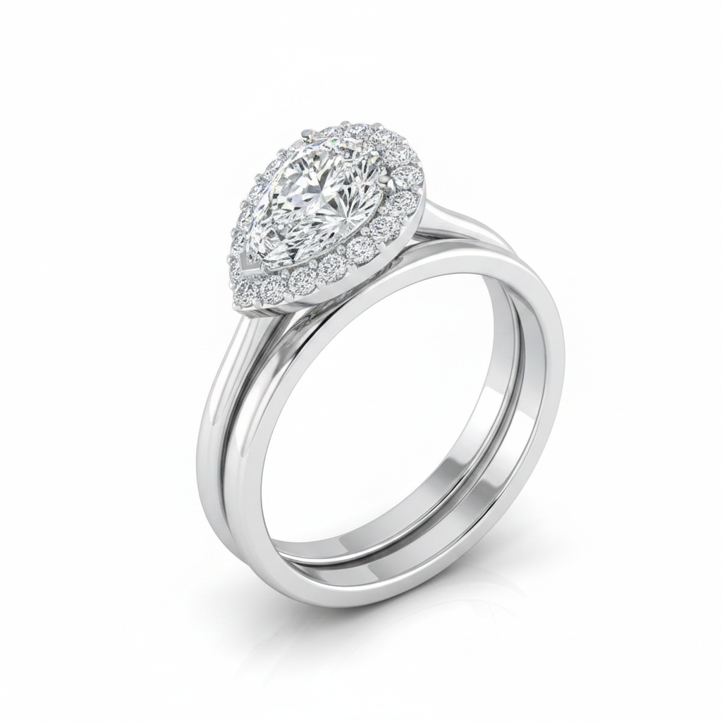 The Etta Matching Wedding Band, Pear in 18K White Gold