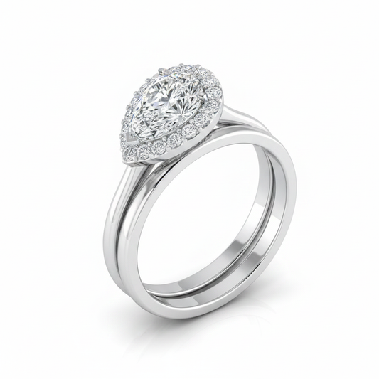 The Etta Matching Wedding Band, Pear in 18K White Gold