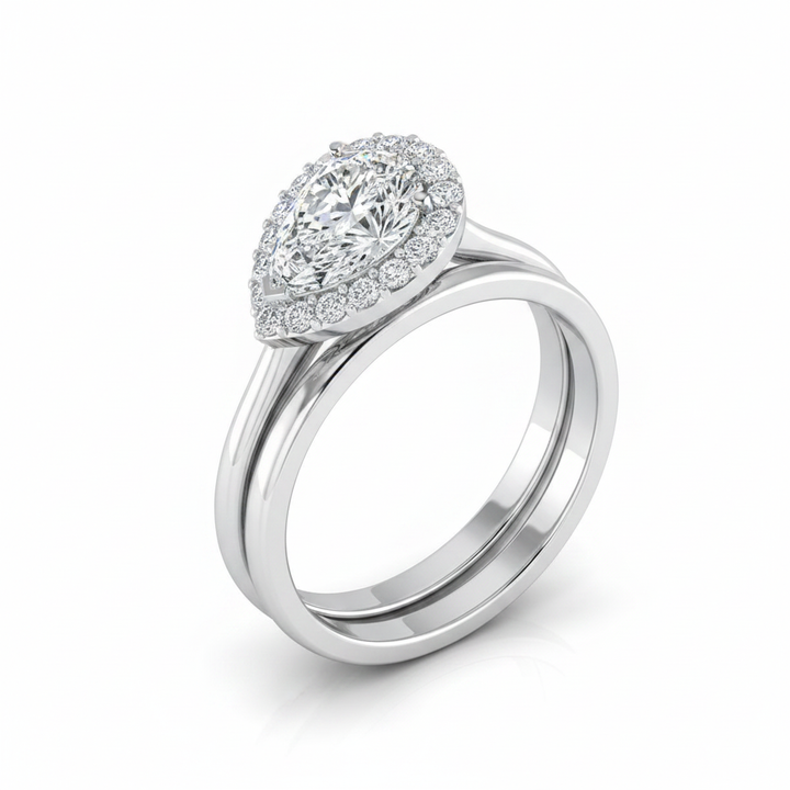 The Etta Matching Wedding Band, Pear in 18K White Gold