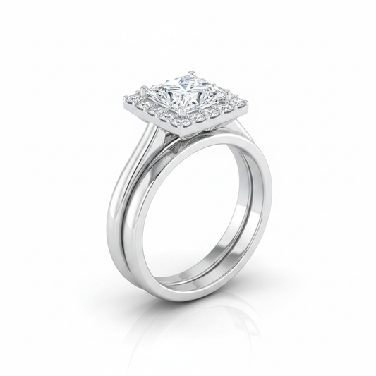 The Etta Matching Wedding Band, Princess in 18K White Gold