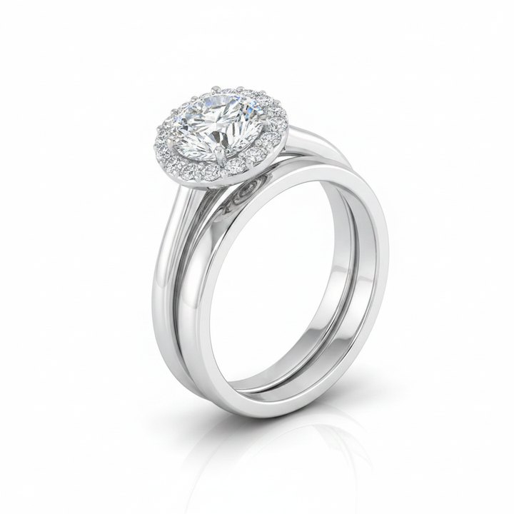 The Etta Matching Wedding Band, Round in 18K White Gold
