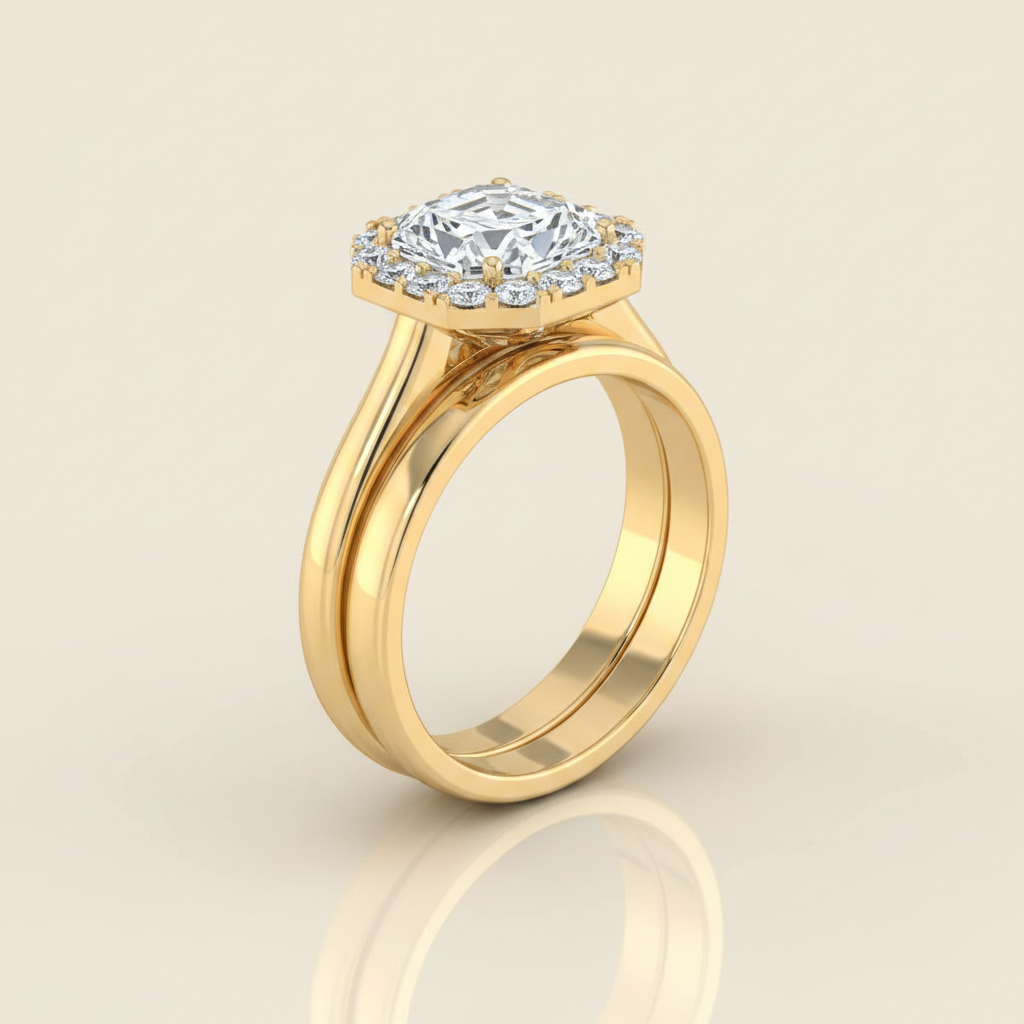 The Etta Matching Wedding Band, Asscher in 18K Yellow Gold