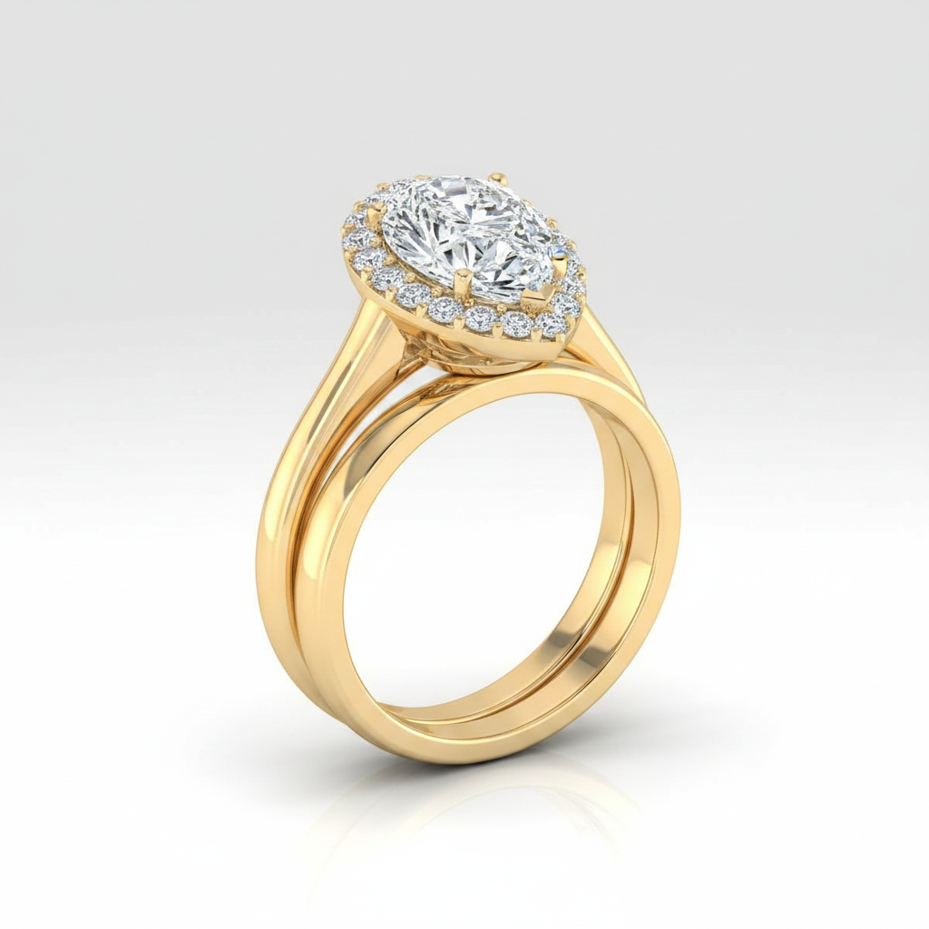 The Etta Matching Wedding Band, Pear in 18K Yellow Gold