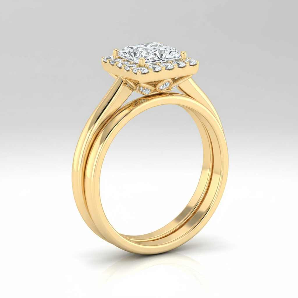 The Etta Matching Wedding Band, Princess in 18K Yellow Gold