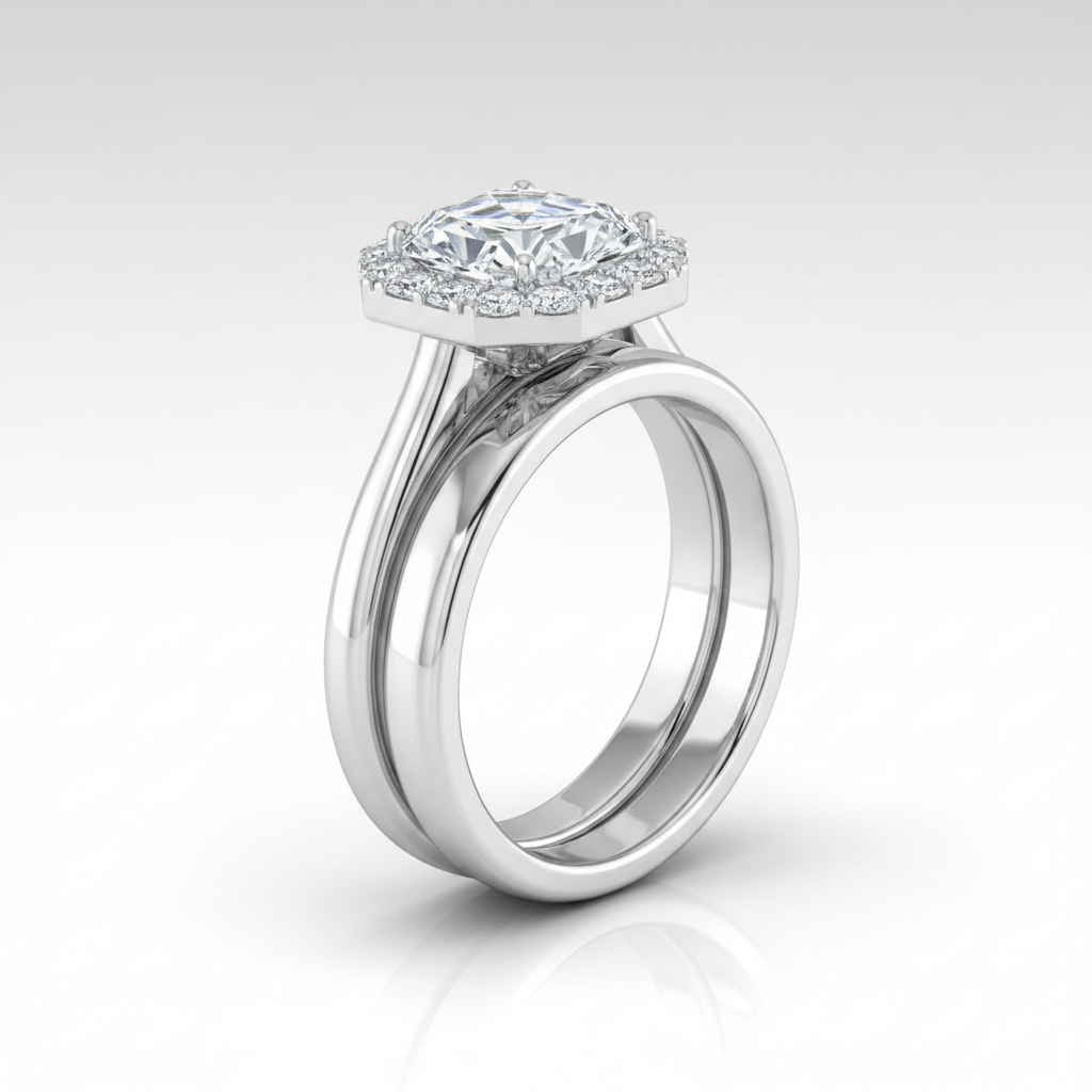 The Etta Matching Wedding Band, Asscher in Platinum