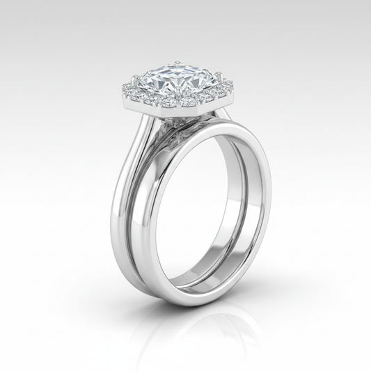 The Etta Matching Wedding Band, Asscher in Platinum