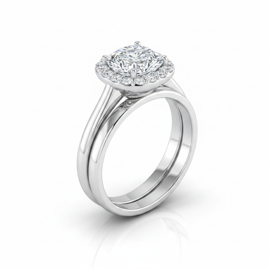The Etta Matching Wedding Band, Cushion in Platinum