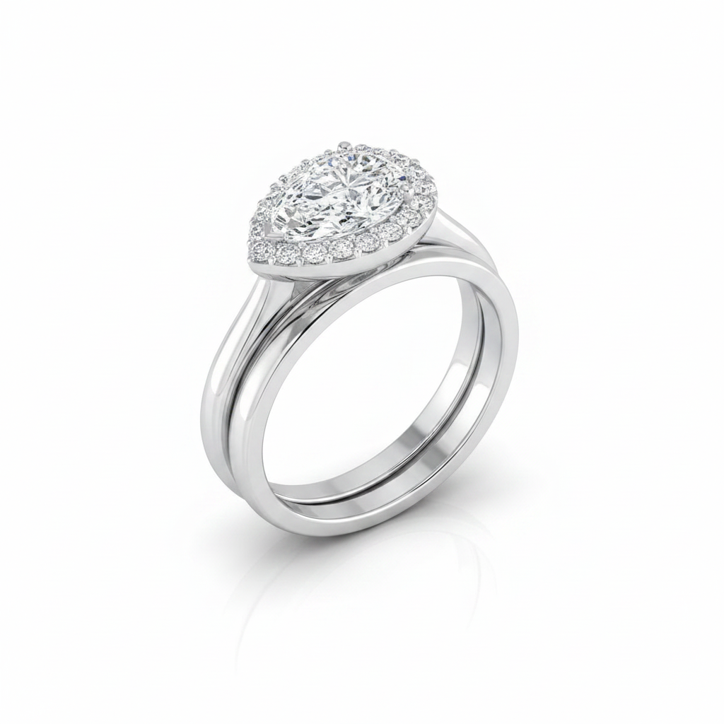 The Etta Matching Wedding Band, Pear in Platinum