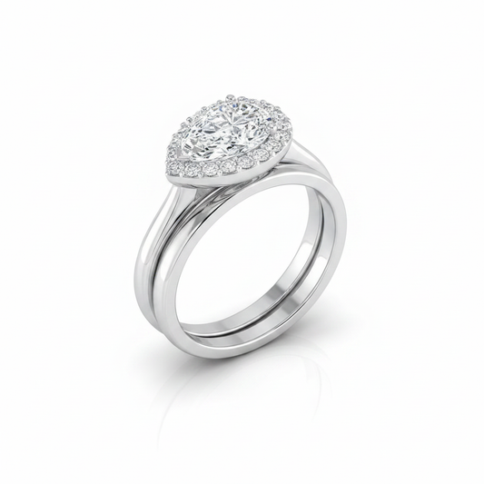 The Etta Matching Wedding Band, Pear in Platinum