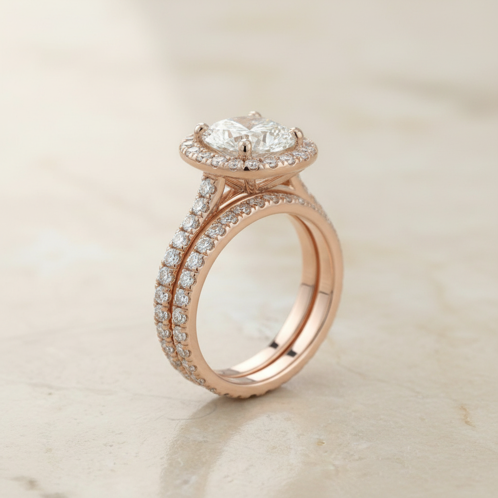 The Everly Matching Wedding Band, Round in 14K Rose Gold
