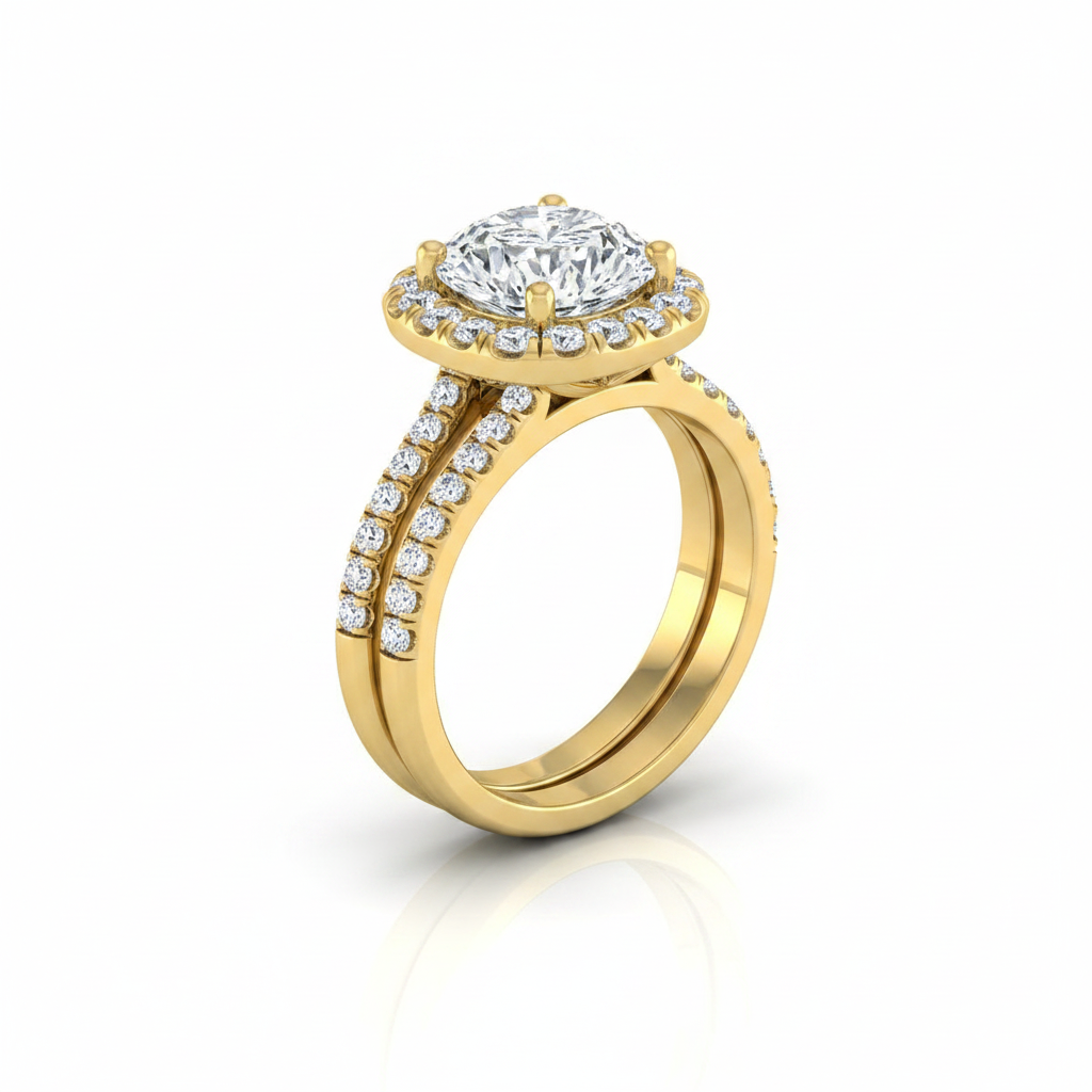 The Everly Matching Wedding Band, Cushion in 18K Yellow Gold