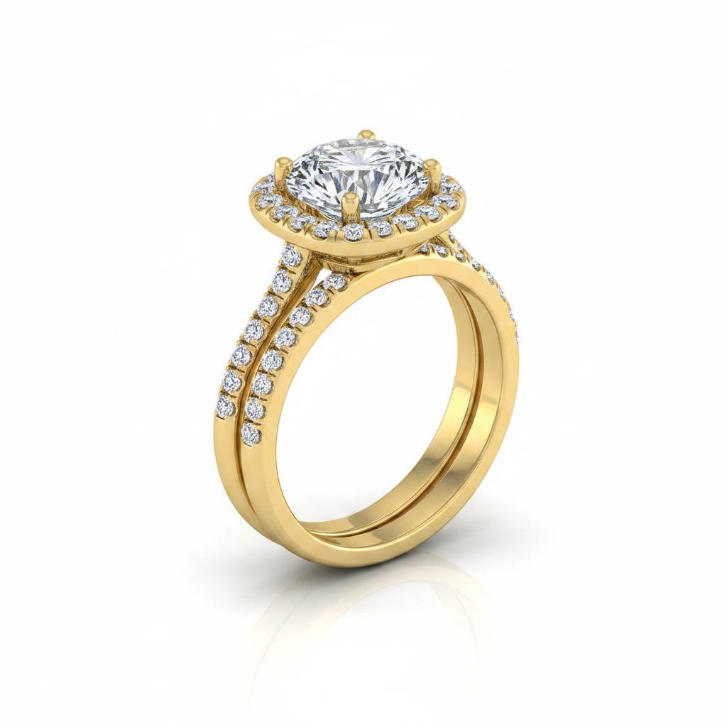 The Everly Matching Wedding Band, Round in 18K Yellow Gold