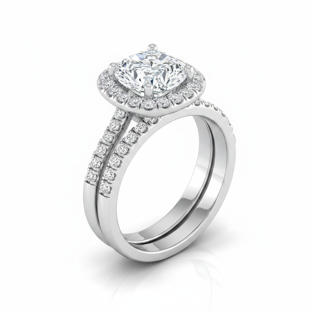 The Everly Matching Wedding Band, Cushion in Platinum