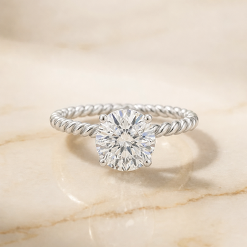 The Charlie Twisted Rope Surprise Stone Solitaire Round Engagement Ring Setting in Platinum