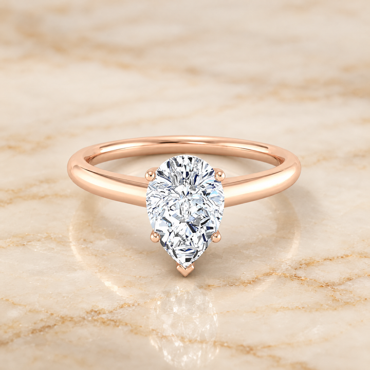 Pear engagement ring setting in 14K Rose Gold, Viola Contemporary Comfort Fit Flat Shank Solitaire Pear | RockHer