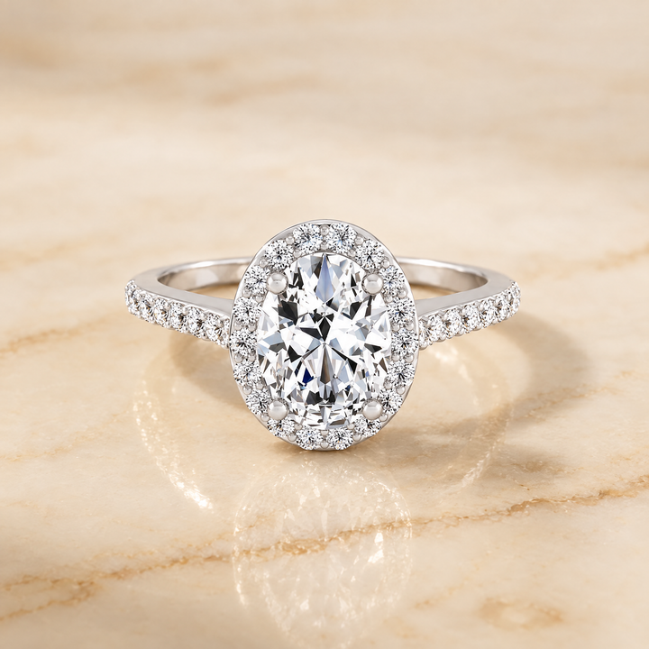 The Taylor Pavé Halo Oval Engagement Ring Setting in Platinum