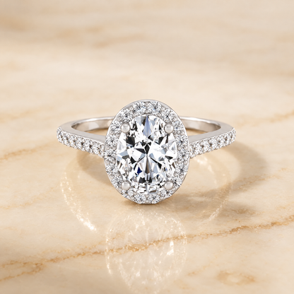 The Taylor Pavé Halo Oval Engagement Ring Setting in 18K White Gold