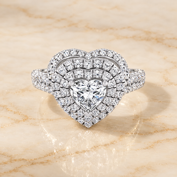 The Dinah Double Halo Heart Engagement Ring Setting in 18K White Gold