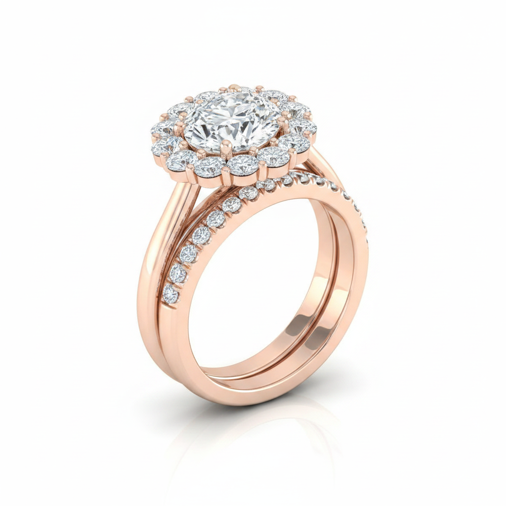 The Faith Matching Wedding Band, Oval in 14K Rose Gold