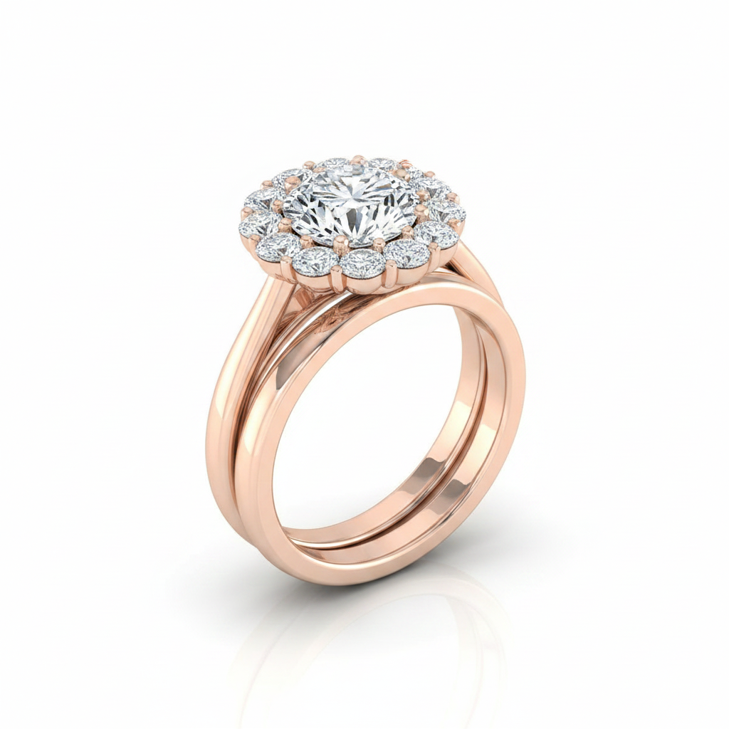 The Faith Matching Wedding Band, Round in 14K Rose Gold
