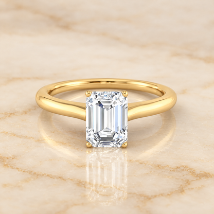 The Rosanna Cathedral Surprise Stone Solitaire Emerald Cut Engagement Ring Setting in 18K Yellow Gold