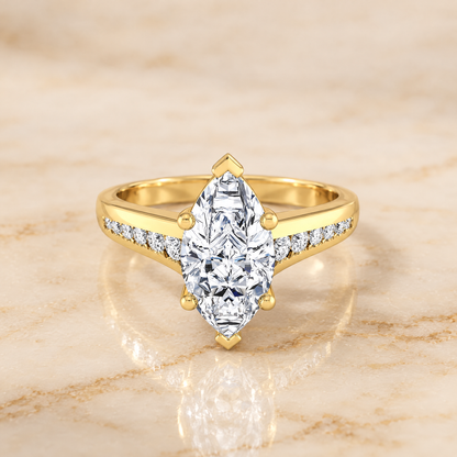 The Stevie Contemporary Channel Marquise Engagement Ring Setting in 18K Yellow Gold