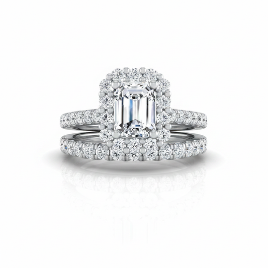 The Fiona Matching Wedding Band, Emerald in 18K White Gold