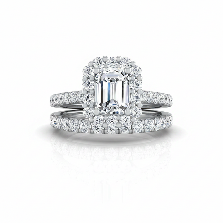 The Fiona Matching Wedding Band, Emerald in 18K White Gold | RockHer