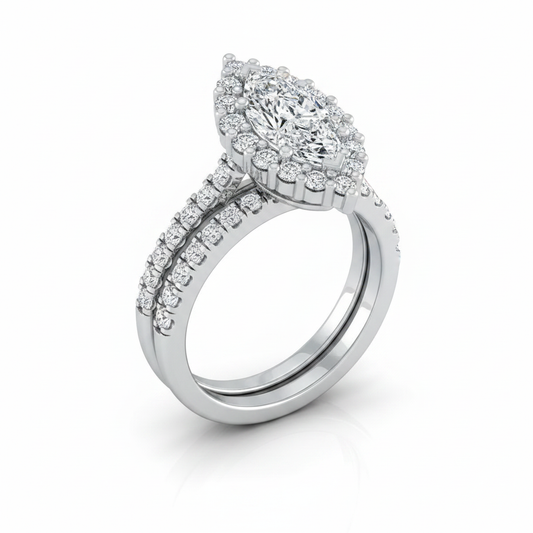 The Fiona Matching Wedding Band, Marquise in 18K White Gold