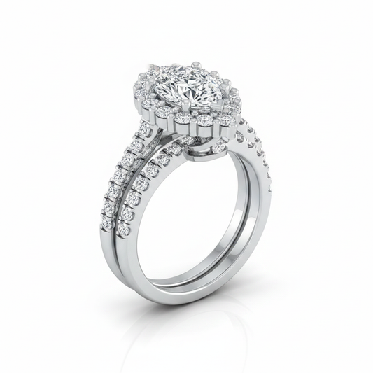 The Fiona Matching Wedding Band, Pear in 18K White Gold