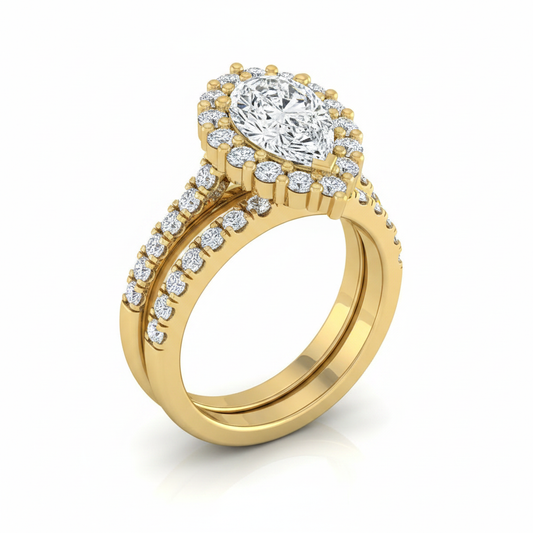 The Fiona Matching Wedding Band, Pear in 18K Yellow Gold