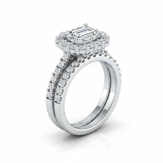 The Fiona Matching Wedding Band, Emerald in Platinum
