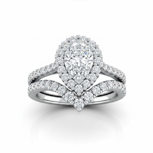 The Fiona Matching Wedding Band, Pear in Platinum