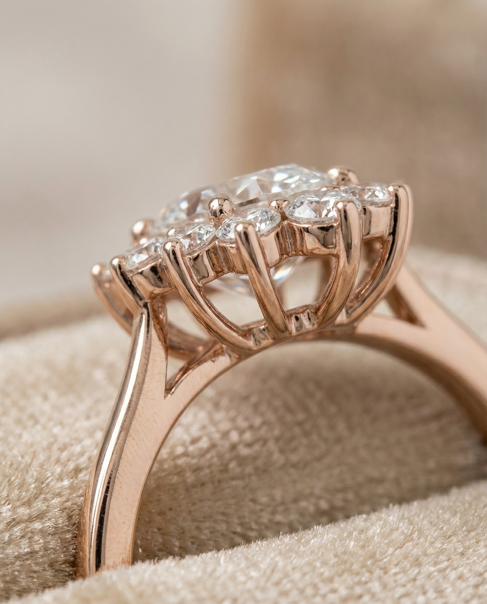 14K Rose Gold band of The Eloise oval engagement ring setting | RockHer