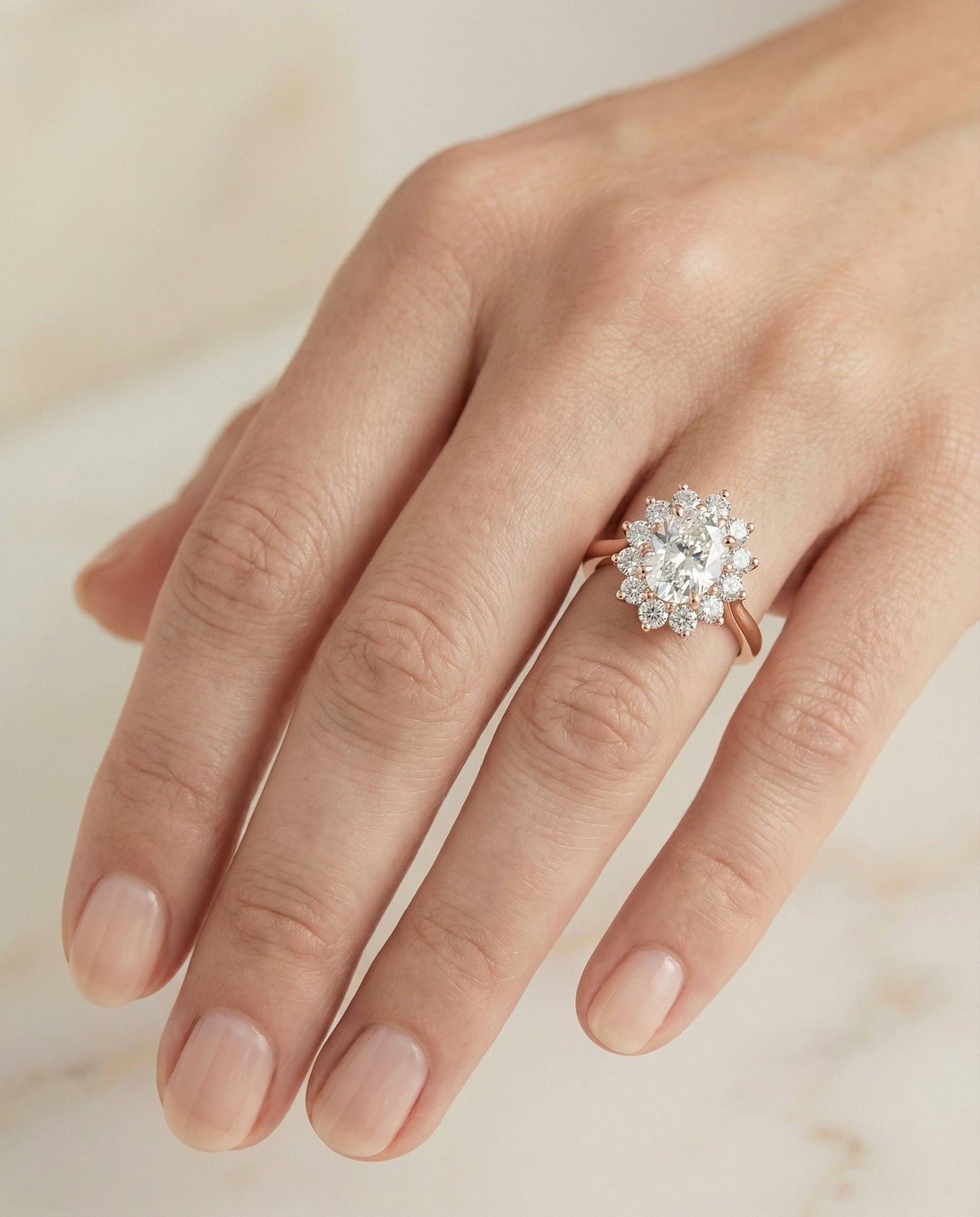 Eloise Select Floral Halo Oval in 14K White Gold – view 3