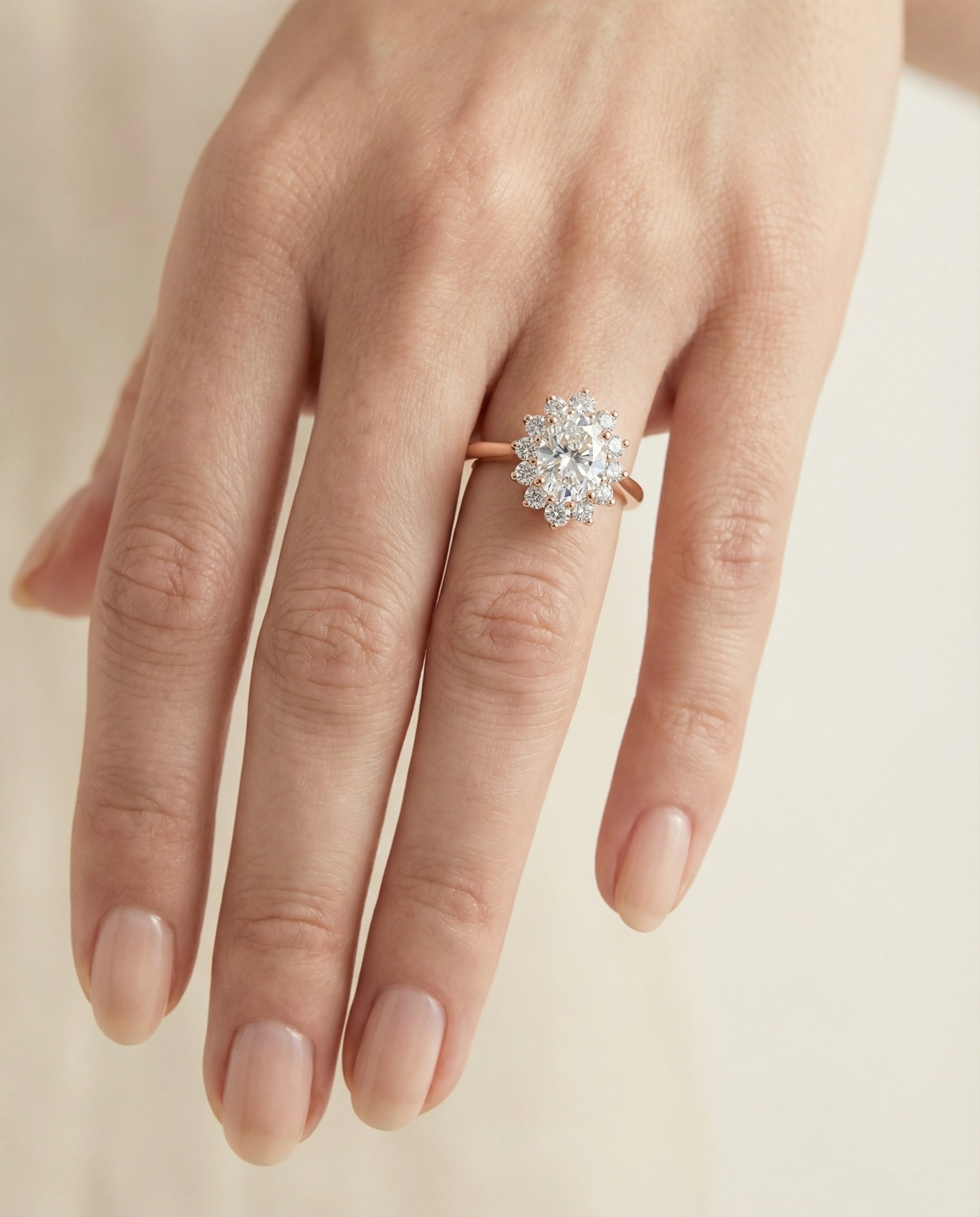 The Eloise setting for oval diamonds, made to order in 14K Rose Gold | RockHer