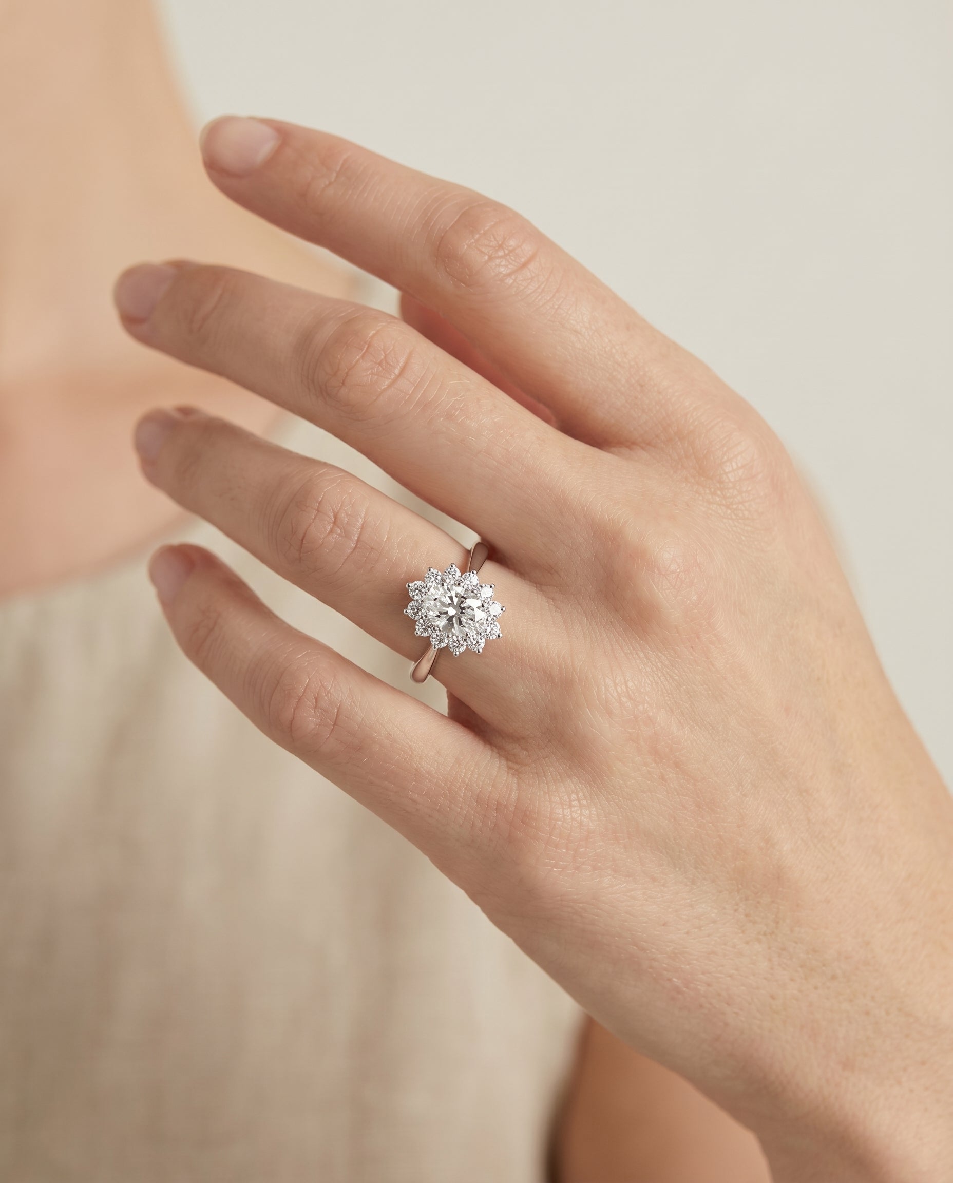 The Eloise setting for oval diamonds, made to order in Platinum | RockHer