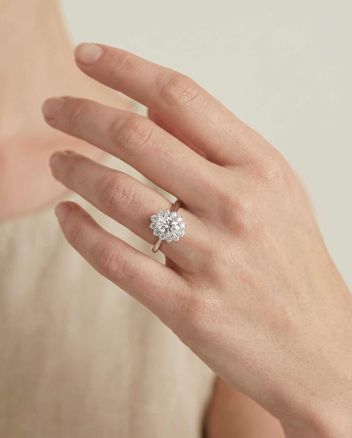 The Eloise setting for oval diamonds, made to order in 18K White Gold | RockHer
