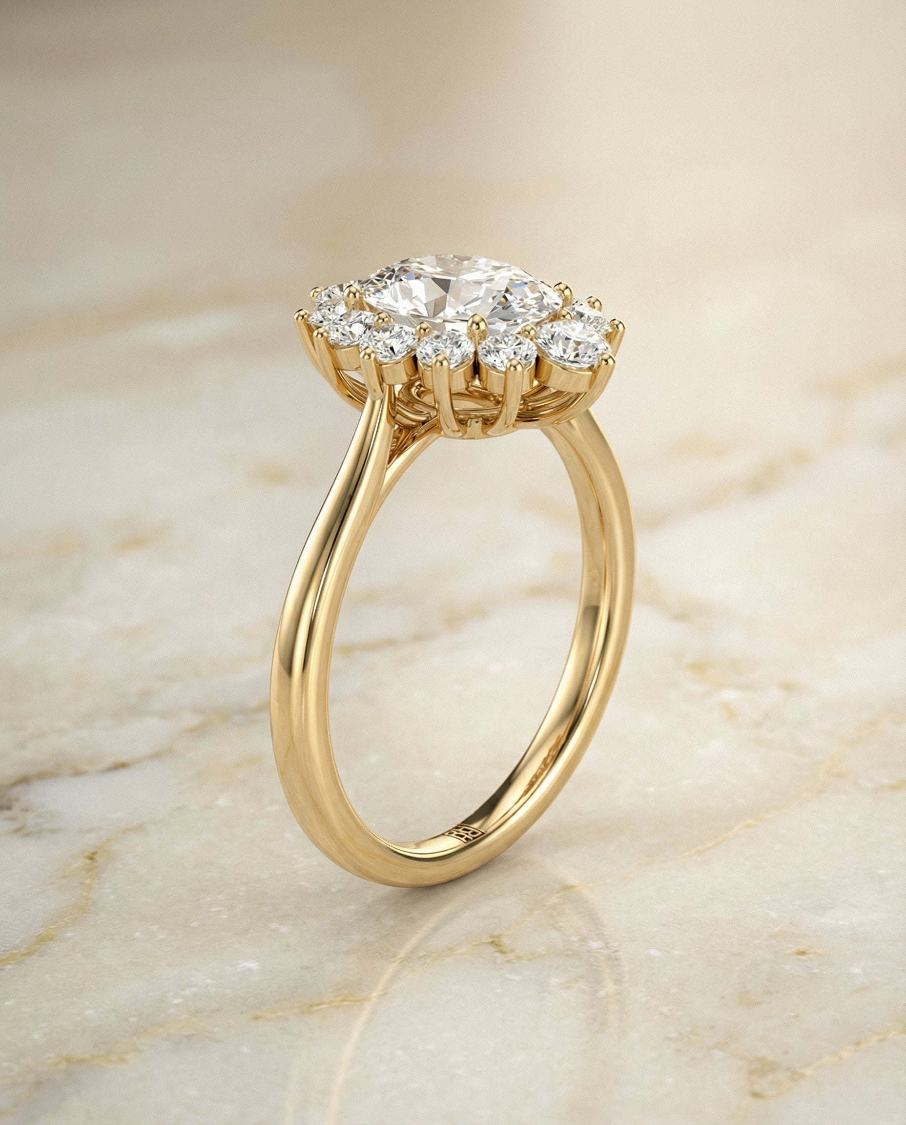 Floral Halo styling on The Eloise oval engagement ring setting | RockHer